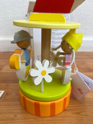 Sevi 1831 Wood Music Box B My Prince Carousel Rotating Wind Up Nursery Baby Room