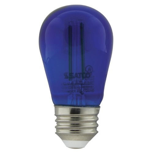 4 Pack Satco S8023 LED Filament Bulb 120V 1W 11W S14 Medium E26 Transparent Blue - Picture 3 of 7