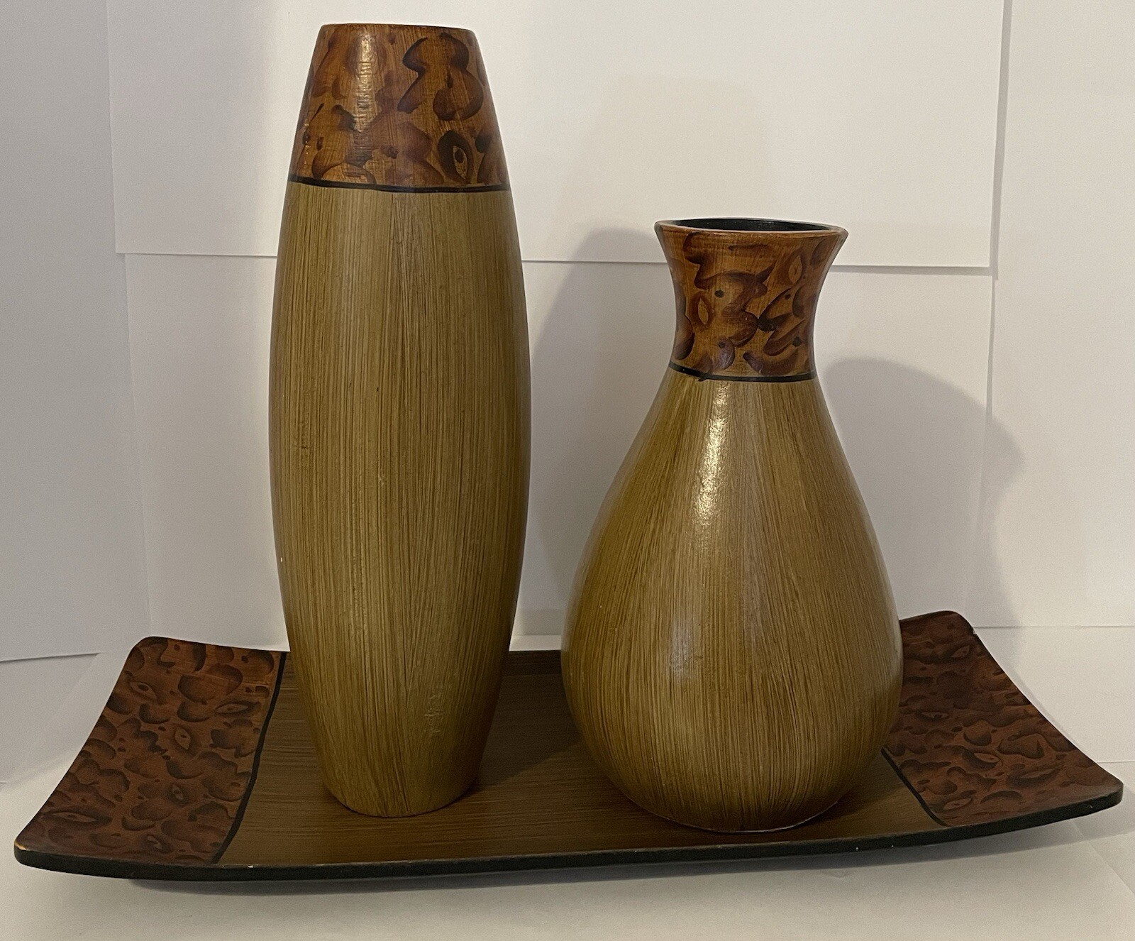 Unique Wooden Vases With Wooden Tray For A Touch Of Elegance eBay
