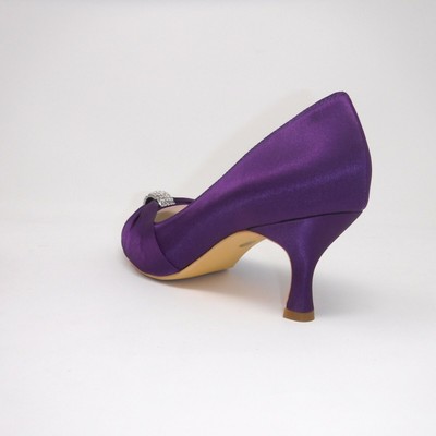 Elegant Park Women's Satin Rhinestone Heels Pumps Purple Size 7 | eBay