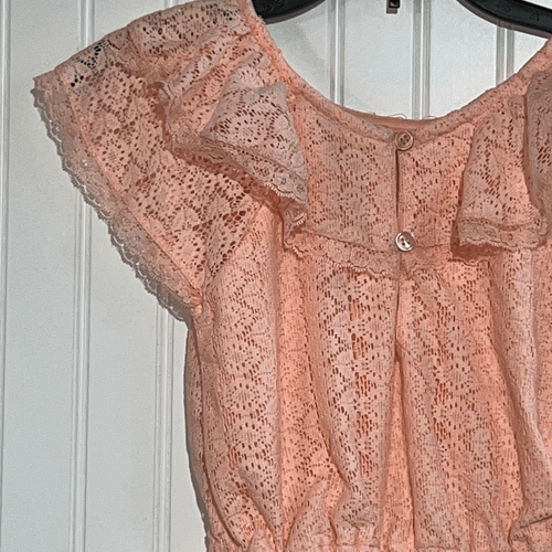 Real Love Lace Girls Romper Peach Color With Buttons Back Size 5/6 - Picture 7 of 10