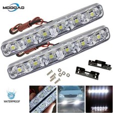 2pc Universal 12v Car Daytime Running Lights 6 Leds Drl Auto Fog Lamp Headlamp