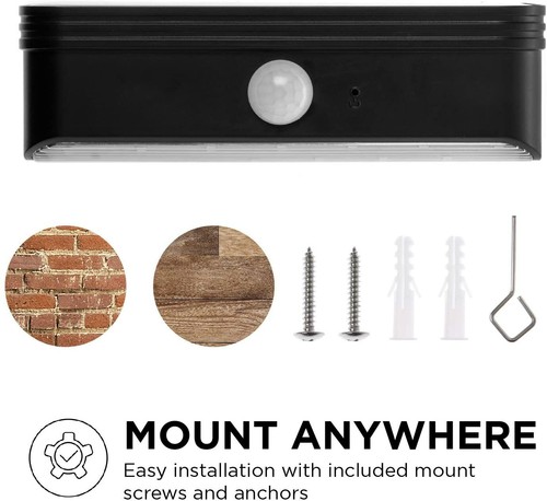 Home Zone Security Outdoor Solar LED Wall Lights - Motion Sensor, No Wiring, 2pk - Picture 7 of 7
