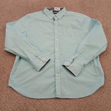 Nautica Shirt Mens XL Blue Plaid Long Sleeve Button Down Stretch Cotton Blend