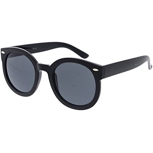 Retro Round Oversized Sunglasses for Women with Colored Mirror Lenses in Neutral Tones