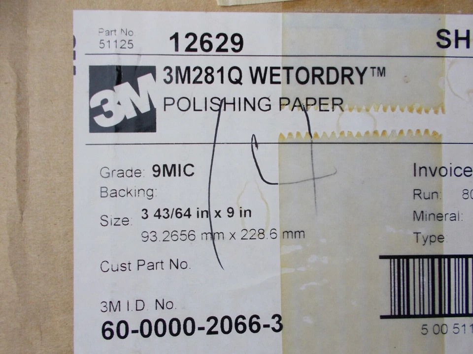 Polishing Paper WETORDRY 3M 281Q 3-43/64 x 9 in 9 mic "1 Pack of 50 Sheets" - Image 4 of 4