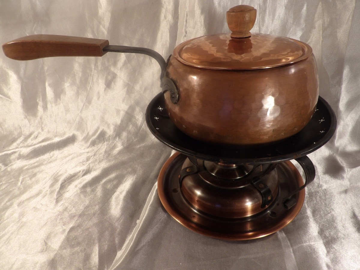 調理器具 STOCKLL NETSTAL SWISS MADE 6 PC - Stockli Netstal Stamped - Vintage Copper Fondue Set with