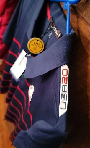 RLX Ralph Lauren US Ryder Cup 2020 Polo Mens L Blue Team USA Wicking New - Picture 6 of 8