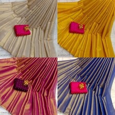 Women's Art Silk Sarees With Separate Blouse Piece