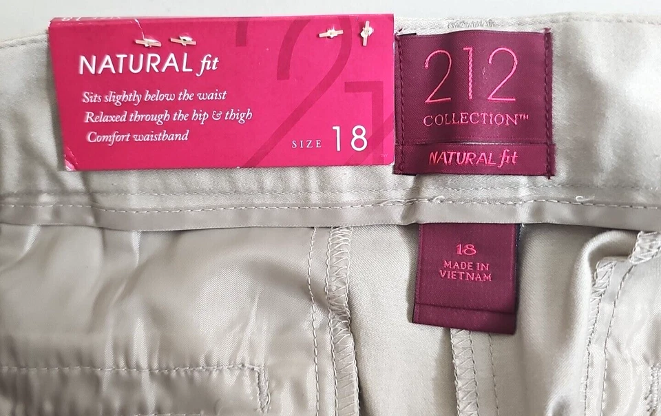 212 Collection ~Woman Size 18~ Beige Natural Fit Capris with Belt NWT  - Image 4 of 4