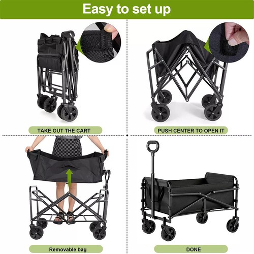 Collapsible Heavy Duty Wagon Cart Outdoor Camping Garden Beach Cart Big wheels - Picture 3 of 15