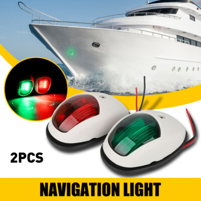 2x Waterproof & Red Green 8 LED Navigation Lights Boat Pontoon Marine Bow