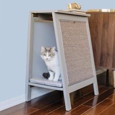 Feline Wood A-Frame Cat Bed Furniture Table and Scratching Post in Gray