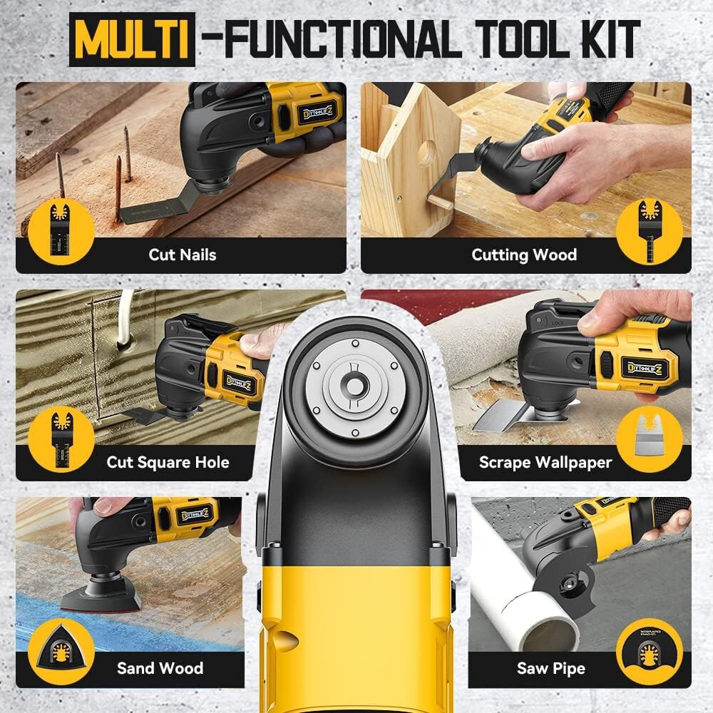 Cordless Oscillating Tool for Dewalt 20 volts Battery 6 Variable Speed