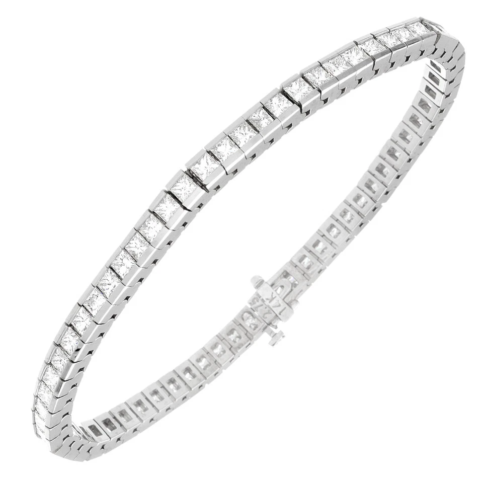 Brazalete de tenis de diamantes para dama de 11 quilates corte princesa diamante oro blanco de 14K