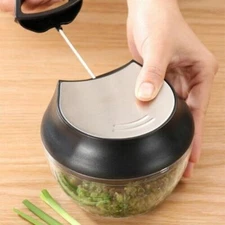 Manual Food Processor Chopper Hand Crank Salad Spinner With Cord Mechanism New