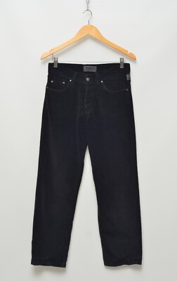 Versace Jeans Couture Vintage Black Ribbed Velvet Pants Size 32 