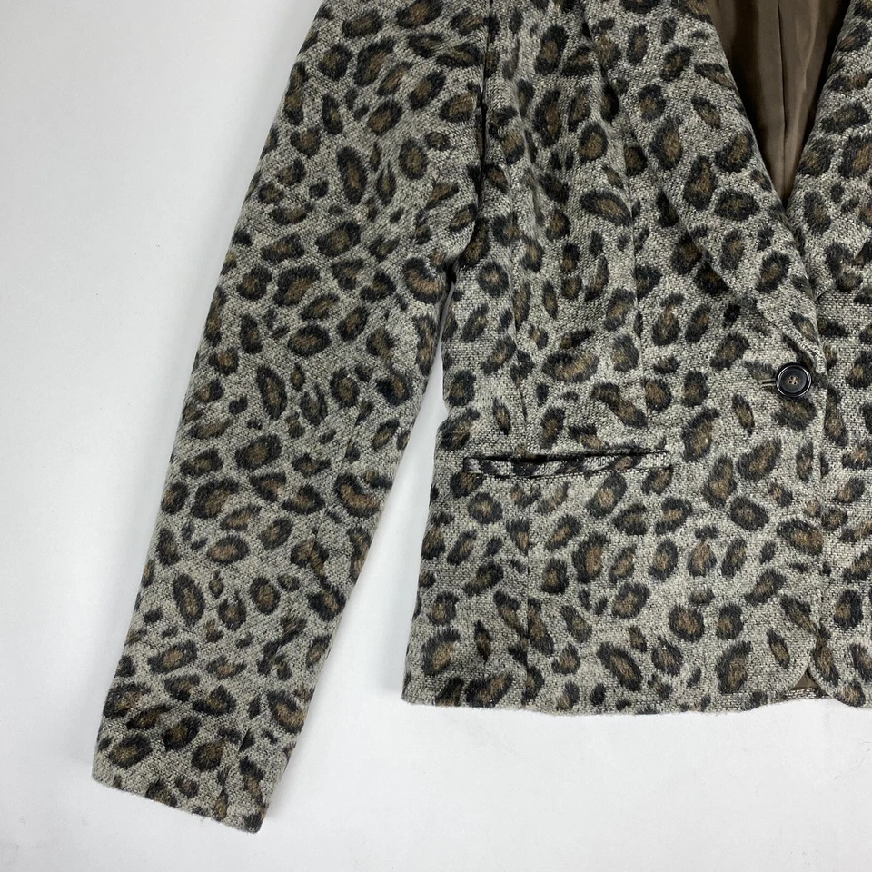 Ann Taylor LOFT S Leopard Cheetah Spotted Animal Print Wool Blend Blazer Jacket - Image 2 of 4