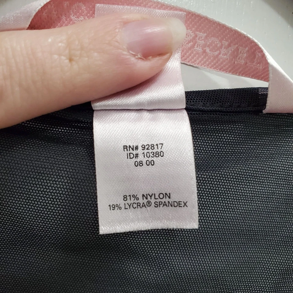 Victoria's Secret Women's Y2K Black Strech Mesh Lace Trim V-Neck SS Top Size M - Image 4 of 4