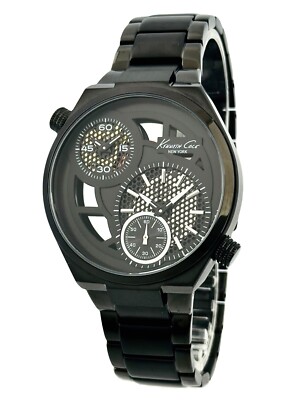 Kenneth Cole KC3992 Men's DUAL TIME Black Dial Stainless Steel