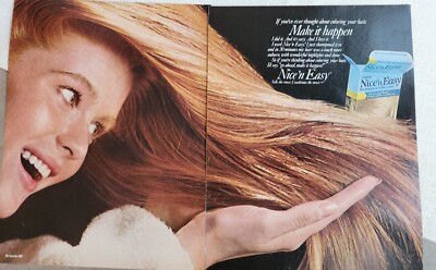 1983 Clairol Nice n Easy shampoo in haircolor redhead vintage 2 page ad