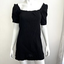 Reformation Jeans Women’s Black Puff Sleeve Mini Dress Small Cotton
