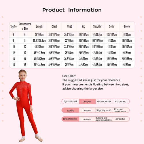 Girls Long Sleeve Full Body Unitard Gymnastics Jumpsuit One Piece Dance Catsuit - Picture 36 of 58