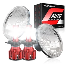 for Ford Bronco 1966-1978 Pair 7" Inch LED Sealed Beam Headlights High/Low Bulb