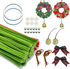 Christmas DIY Crafts Kit - 159 Pcs Wreath Making Kit for 2 Pack 7.1 Inch Christm