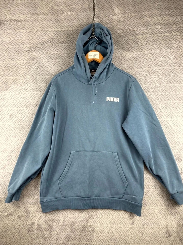 Puma Essentials Sweat Capuche Homme M Bleu Logo Regular Fit Enfiler Sportswear - Photo 1/4