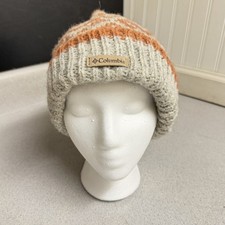 Columbia Beanie Hat Adult One Size Ribbed Knit Multicolor Lined Pom Pom Outdoor