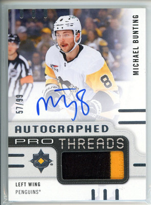 Michael Bunting 2024-25 UD Ultimate Autographed Pro Threads /99 # PT-BU Patch