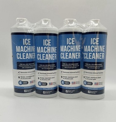 4 Pack Essential Values Ice Machine Cleaner Descaler 16oz 4 Uses USA Made