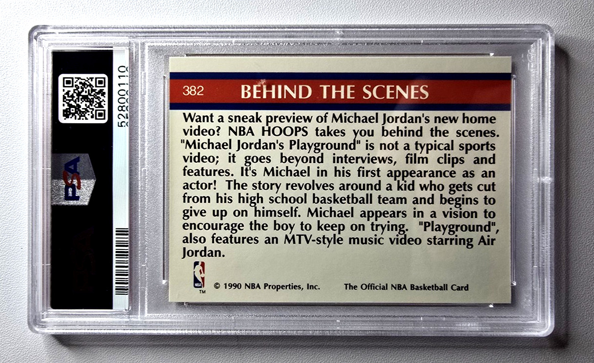 1990 Hoops #382 MICHAEL JORDAN PLAYGROUND Graded MINT PSA 9 view 2