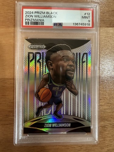 🔥2024-25 Panini Prizm Black Zion Williamson Prizmania #12 PSA 9🔥