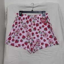 Strawberry Shortcake Sleep Shorts M Pink Yellow Elastic Waist