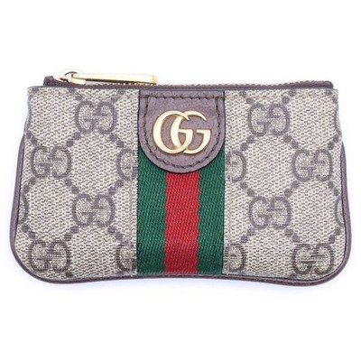 GUCCI Ophidia GG Supreme Key Case Coin Purse Chain Wallet 671722 Beige