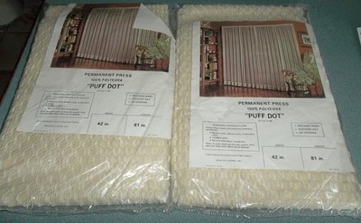 2 Packs Vintage Puff Dot Ivory Color Curtains Beacon Looms 42'' x 81'' Panel