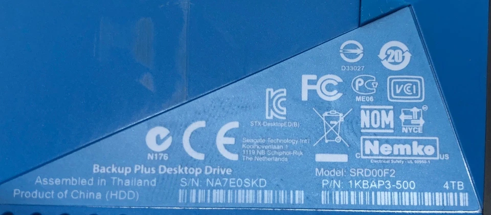 Seagate 4TB Backup Plus Desktop Drive | USB 3.0 Micro-B HDD | SRD00F2 1KBAP3-500 - Image 4 of 4