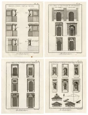 4 Antique Architecture Prints-Architectural elements-Benard-Panckoucke-1784