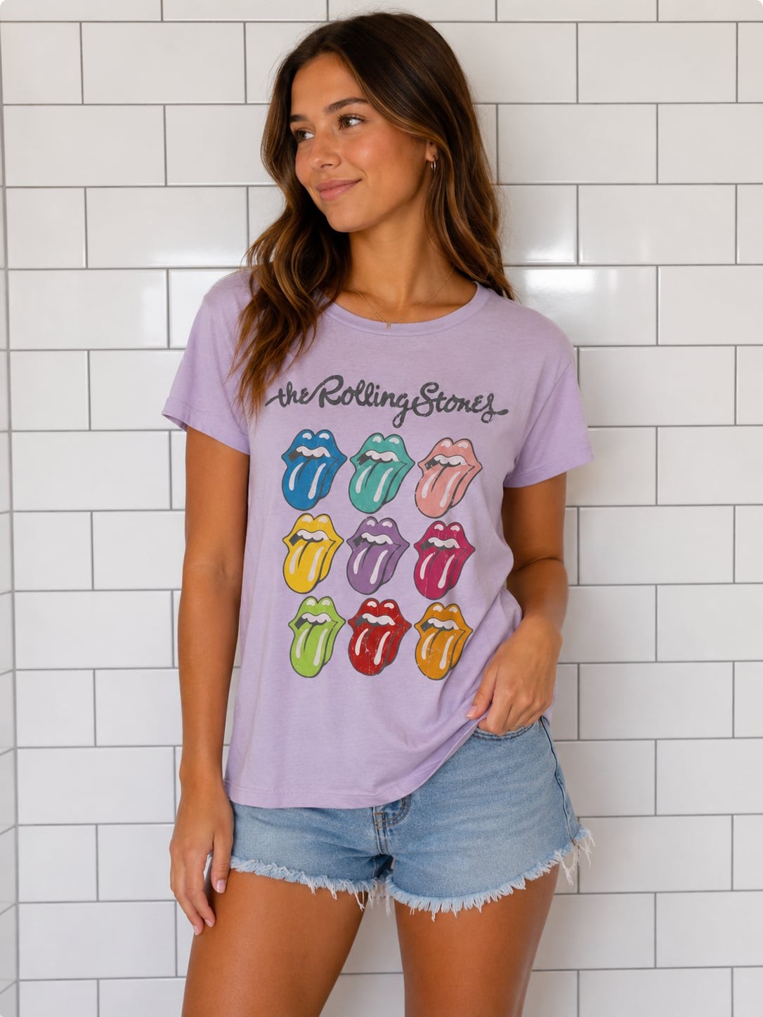 Wonder Nation The Rolling Stones Multi-Color Lips Graphic T-Shirt