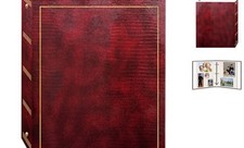 Magnetic Self-Stick 3-Ring Photo Album 100 Pages 50 Sheets , Burgundy Red Large