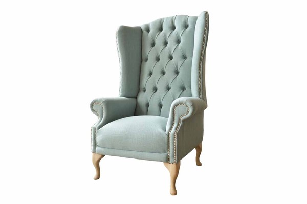 Ohrensessel Sessel Design Polster Weiß Couch Chesterfield Textil Neu-image