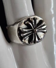Heavy Vintage Sterling Silver Gothic Cross Signet Biker Ring 925 Size 8.5 14.6g
