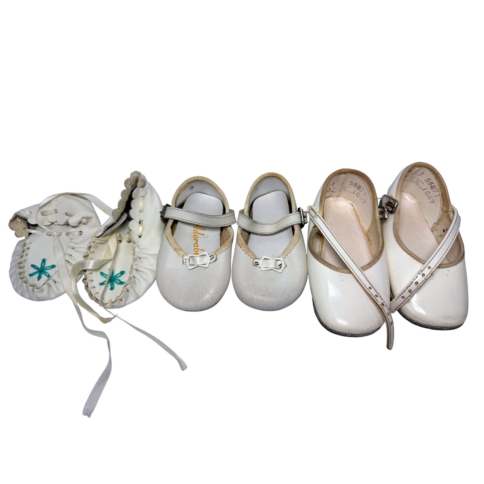 Vintage Baby Shoe Lot Adorable Leather Mary Janes Patent T-Strap Moccasins - BT