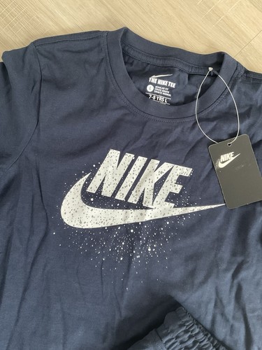 Nike 2 Piece Short Sleeve Logo Shirt & Short Sets Kids XS 1-2 NWT - NAVY - Picture 2 of 2