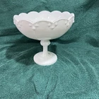 Vtg Indiana White Milk Glass Tear Drop-INGTEAR Compote Pedestal Candy/Bowl Dish