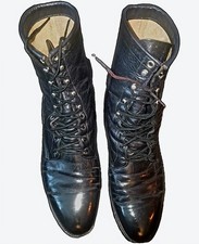 Vintage Justin 35800 Black Leather Men's Lace Up Boots USA Made 11 1/2 10C Rare