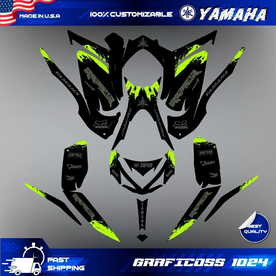 Yamaha Raptor 700 700R graphics kit 2013 2014 2017 to 2025 decals stickers atv - Image 2 of 4