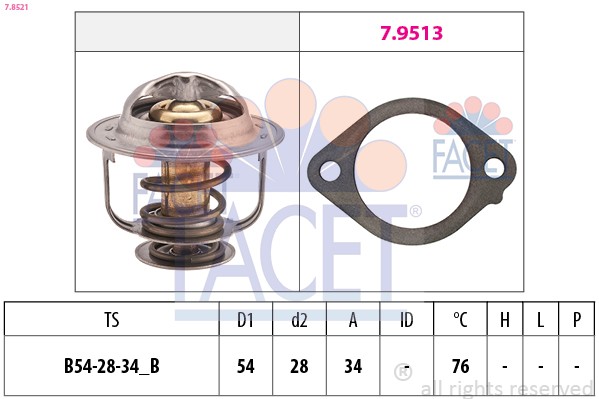 Thermostat de refroidissement FACET 7.8521 pour réguler la température moteur de votre voiture